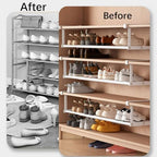 Cabinet Telescopic Shelf, Slim Descent Cabinet Tiers, Retractable Hanging Shoe Rack Organizer, Multifunctional Telescopic Shelf Cabinets for Storing Shoe Cloth,Snack (2pcs White, 40-75cm)