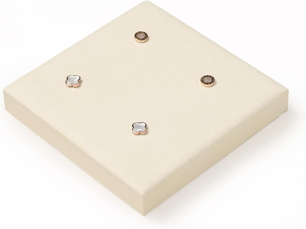 Oirlv Microfiber Jewelry Display Storage Tray Stud Earrings Tray Organizer Stud Earrings Jewelry Plate(Beige)