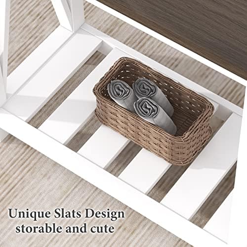 ChooChoo Farmhouse End Table Set of 2, Narrow Side Table with Shelf