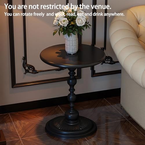 2 Set Pedestal Metal Round Side Table, Black Sofa Table, Small TV Tray Table ...