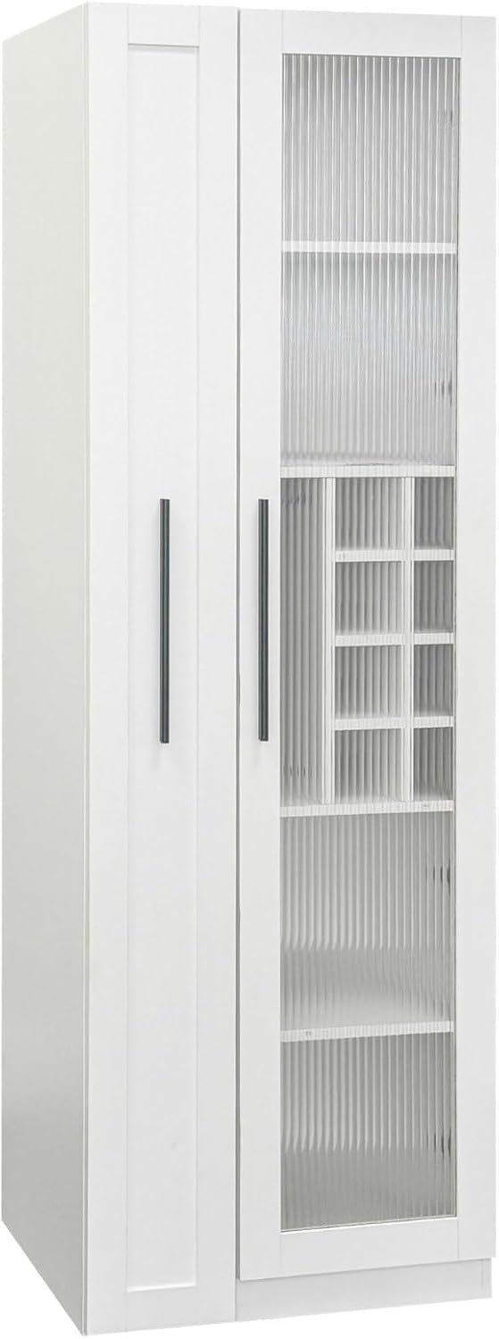 Kitchen Pantry Cabinet with Glass Door & Pull Out Shelves, 70.87" Ta...