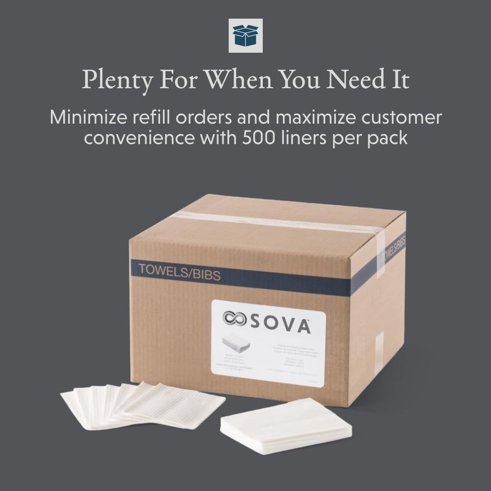 Sova Disposable Changing Station Liners, 2-Ply, White (500 Pack)