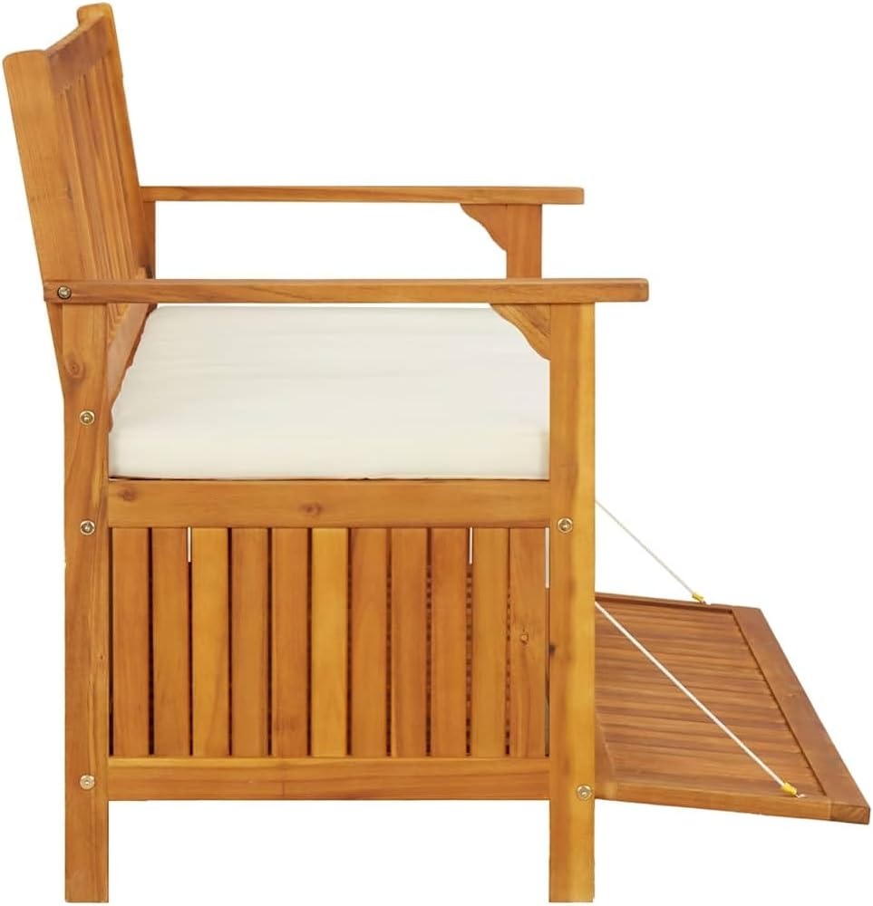 Patio Storage Bench, Solid Acacia Wood Outdoor Garden Bench with Seating for ...