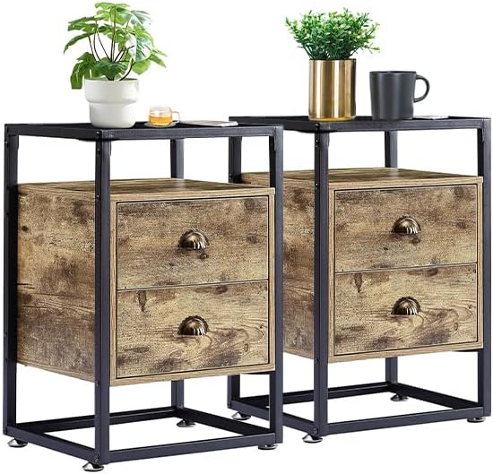 VECELO Bedside End Table, Modern Nightstand with Drawer, Night Stand for Livi...