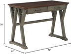 OSP Home Furnishings Jericho Rustic 42 Inch Writing Desk with 2 Drawers and Burnished Decorative Hardware, Slate Gray