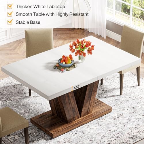 Tribesigns 47-Inch Dining Table for 4, White Kitchen Dinner Table with Heavy ...