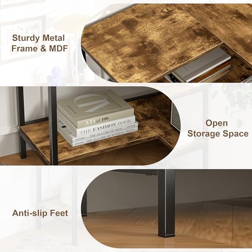VECELO Corner Cabinet Table with 3 Tier Open Shelf, Multipurpose Display Orga...