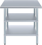 AmGood Stainless Steel Work Table with 2 Shelves | NSF | Metal Utility Table (36" Long x 24" Deep)