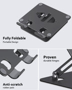 Tablet Stand Holder for Desk, Adjustable Desktop Tablet Holder, Foldable Aluminum Tablet Mount for iPad pro 12.9, iPad Air Mini, Samsung Galaxy Tabs Z Fold Kindle Fire 4-12 inch, Black
