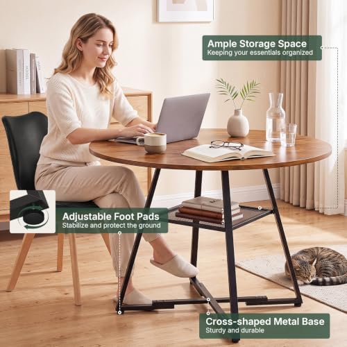 47in Round Dining Table Set for 4, Kitchen Table with Chairs | Circle Table, ...