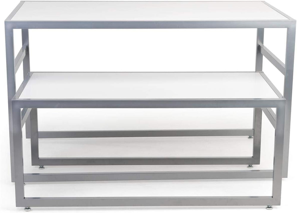 2-Piece Set of Rectangular Nesting Tables, Modern Style, Steel Frame with MDF...