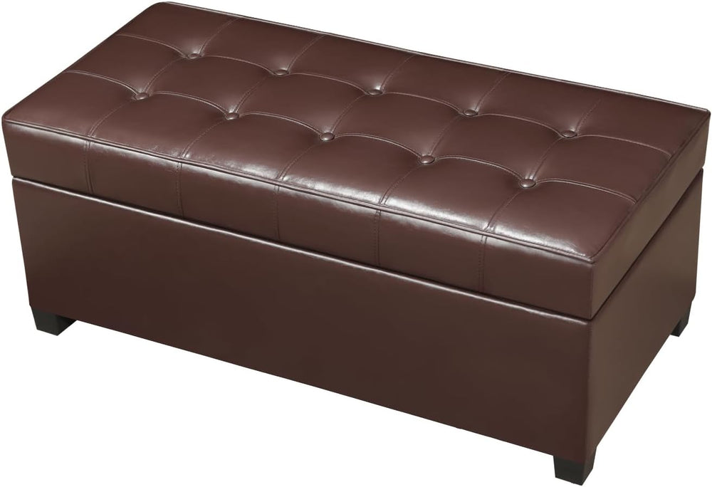 Homebeez 40" Faux Leather Storage Ottoman Bench, End of Bed Bench, Uphol...