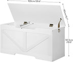 HOOBRO Storage Bench, 39.4” Retro Wooden Storage Chest with U-Shaped Cut-Out Pull, Safety Hinge, Supports 220 lb and Easy Assembly for Toy Box Organizer (White) WT771CW01