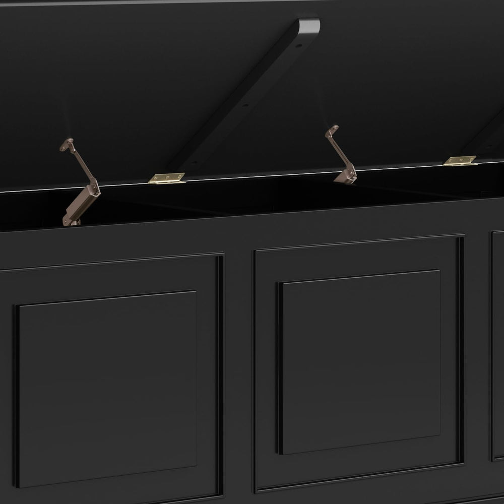 SIMPLIHOME Connaught 51" Wide Solid Wood Trunk Bench in Black | Traditio...