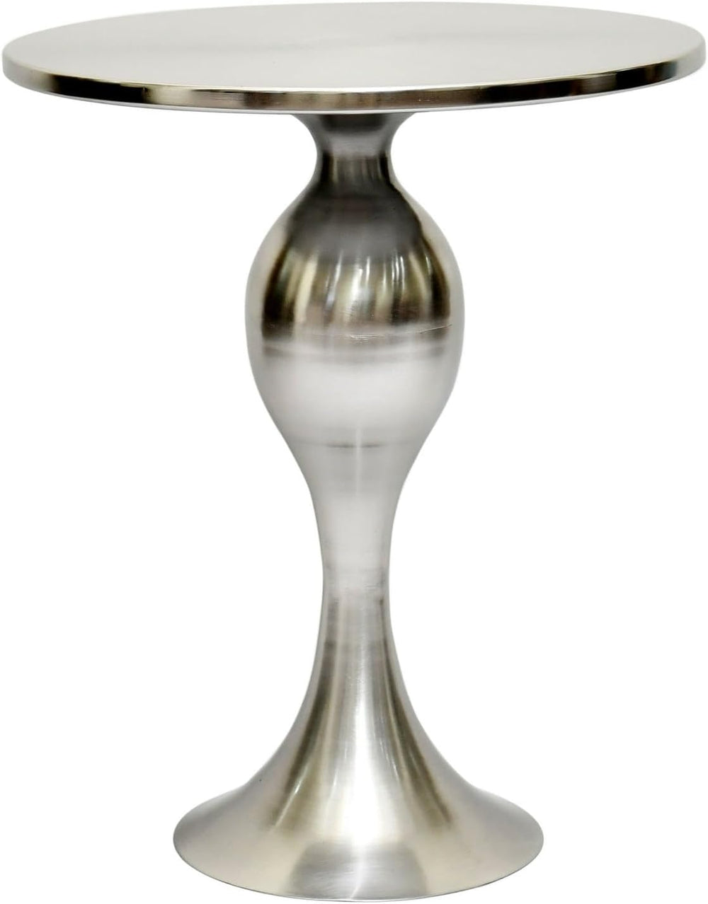 Sculptural Pedestal Polished Nickle Side Table