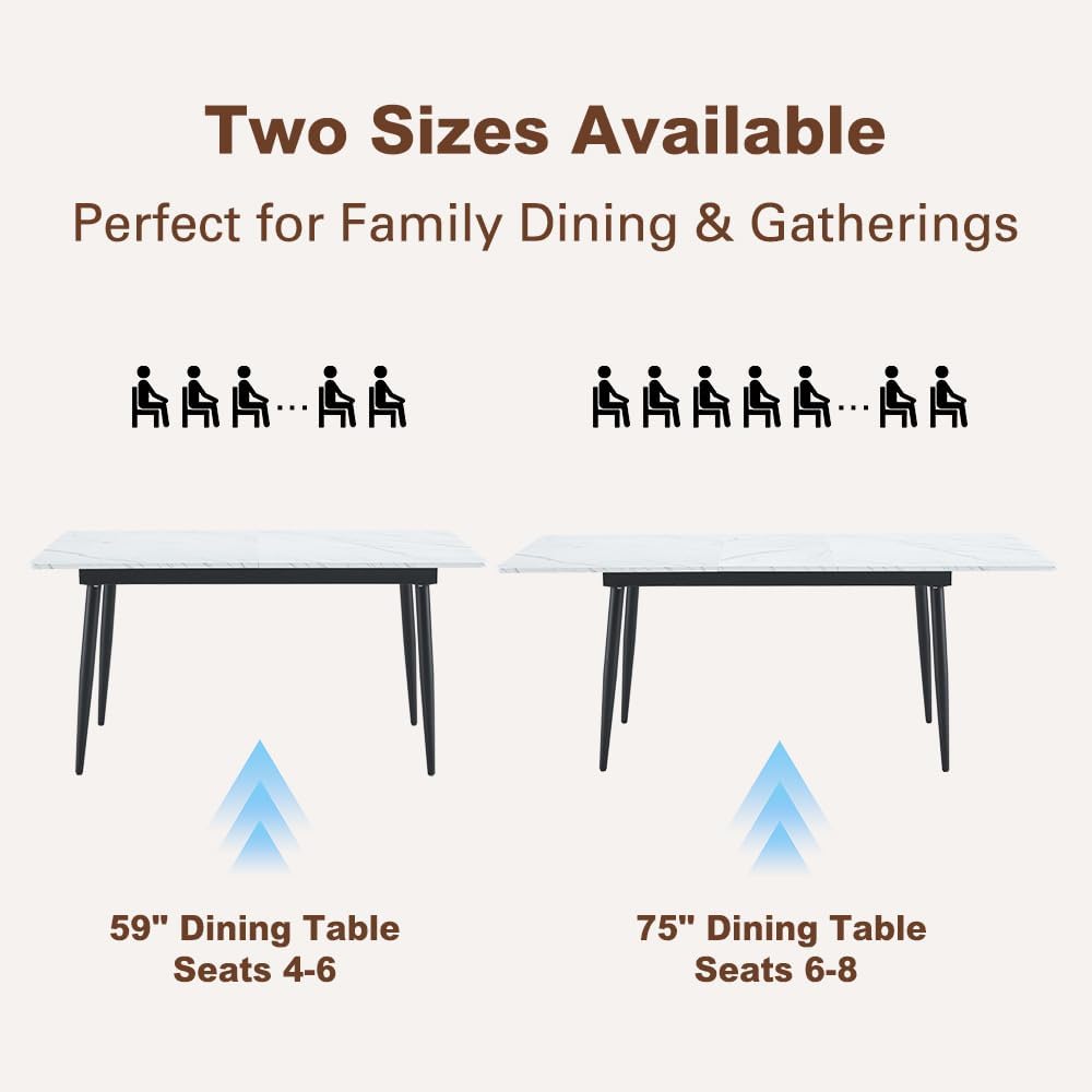 FURNITO Dining Table Set for 8, 59"-75" Extendable Dining Room Tabl...