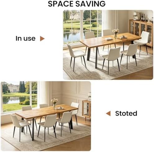 63"-78.7" Expandable Dining Room Table Set for 4-8 People, Walnut |...
