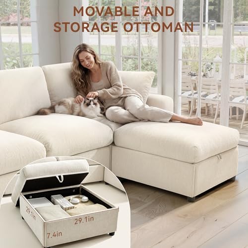 Ihanherry Cloud Sectional Couches for Living Room, 110" Large Modular Se...