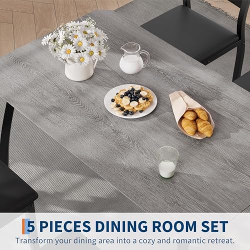 IDEALHOUSE Dining Table Set for 4 Modern Kitchen Table and Chairs Set with Ch...