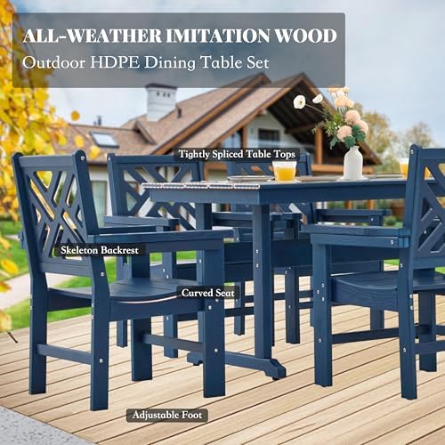 HDPE Outdoor Dining Set,10-Piece Outdoor Table and Chairs Include 8 Dining Ch...