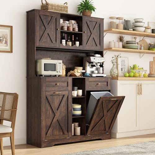 71" Tall 47"Wide Kitchen Pantry Storage Cabinet with Power Outlets,...