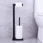 Matte Black Toilet Paper Holder Stand Toilet Paper Roll Holder with Shelf Reserve Free Standing Portable Tissue Storage Organization