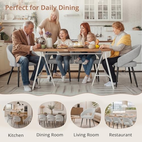 LUE BONA Modern Dining Chairs Set of 4, Light Grey