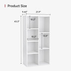 oneinmil 7 Cube Bookshelf, White Cube Organizer and Display Shelf with Storage, Stackable Bookcase for Small Space, Wooden Cube Shelf Easy to Match for Living Room, Bedroom, Study Room and Office