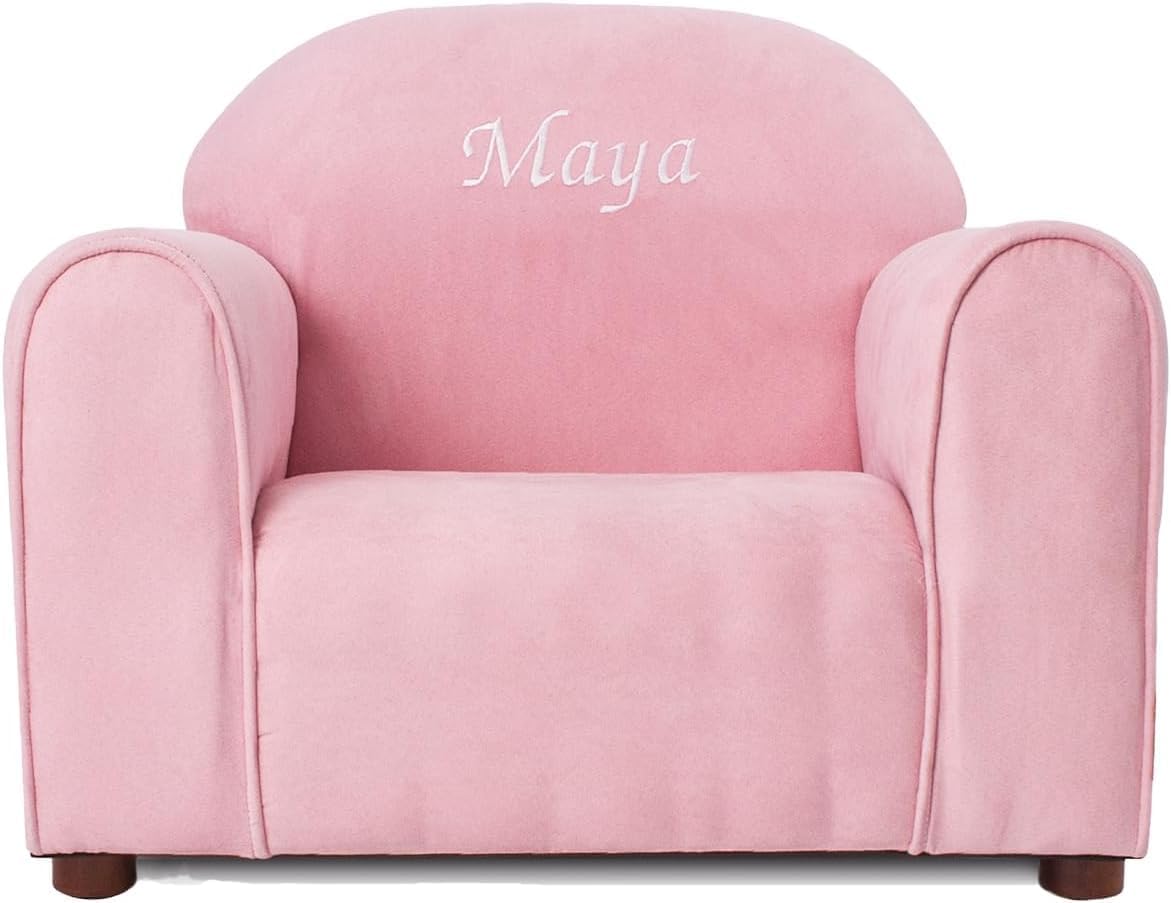 Keet Personalized Toddler Chair, Customize with Name, Soft Microsuede Upholstery, Embroidered Kids Armchair, Sturdy Wooden Frame, Easy to Clean, Ages 2–5, Gift-Ready Toddler Chair for Playrooms.