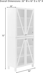 Maykoosh Tall Kitchen Pantry Set - Stackable Storage Cabinets - White - 16" x 30" x 72"