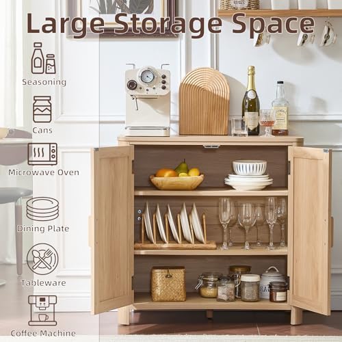 Joaxswe 2 Sideboard Buffet Cabinet with Storage, 31.5" Arc-Shaped Credenza