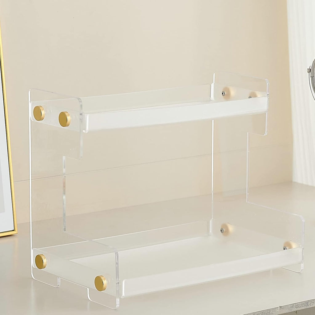Bathroom Organizer Countertop,2 Tier Bathroom Counter Organizer Kitchen Spice Rack Cosmetic Organizer,Countertop Storage Shelf for Bathroom, Kitchen, Living Room, Bedroom, Dressing Table