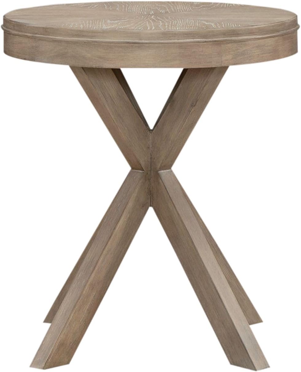 Liberty Furniture Brentwood Round End Table for Living Room - Sandstone Oak Wood