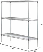 Omega 30" Deep x 42" Wide x 96" High 3 Tier Chrome Starter Shelving Unit
