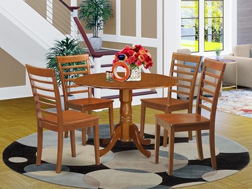 East West Furniture DLML5-SBR-W 5 Piece Kitchen Table & Chairs Set Includ...