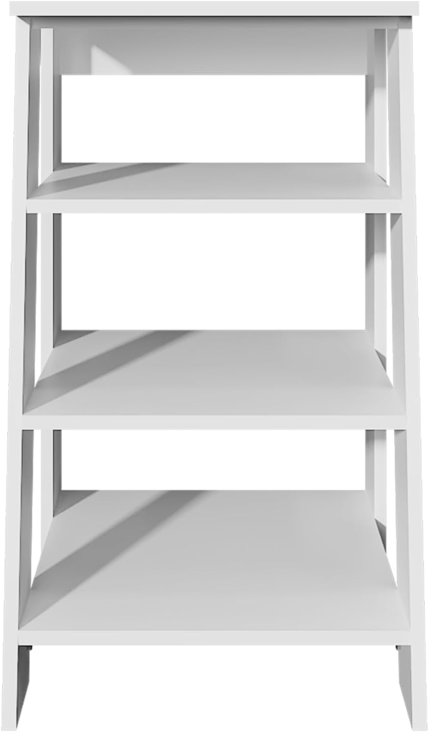 Geelife 30" High 4-Tier Ladder Shelf Organizer for Bathroom, Side Table, Living Room in White, Particle Board
