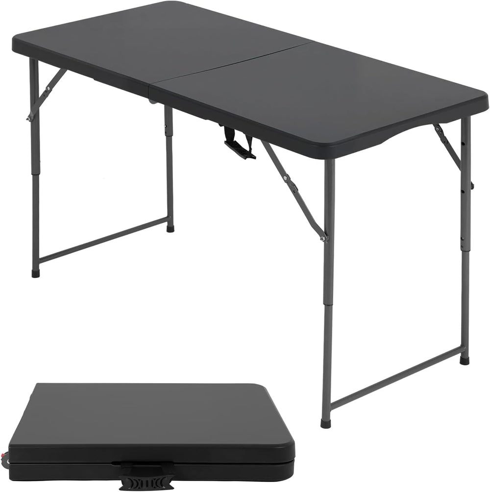 FDW | 4FT Folding Table | Black | Portable Plastic Table