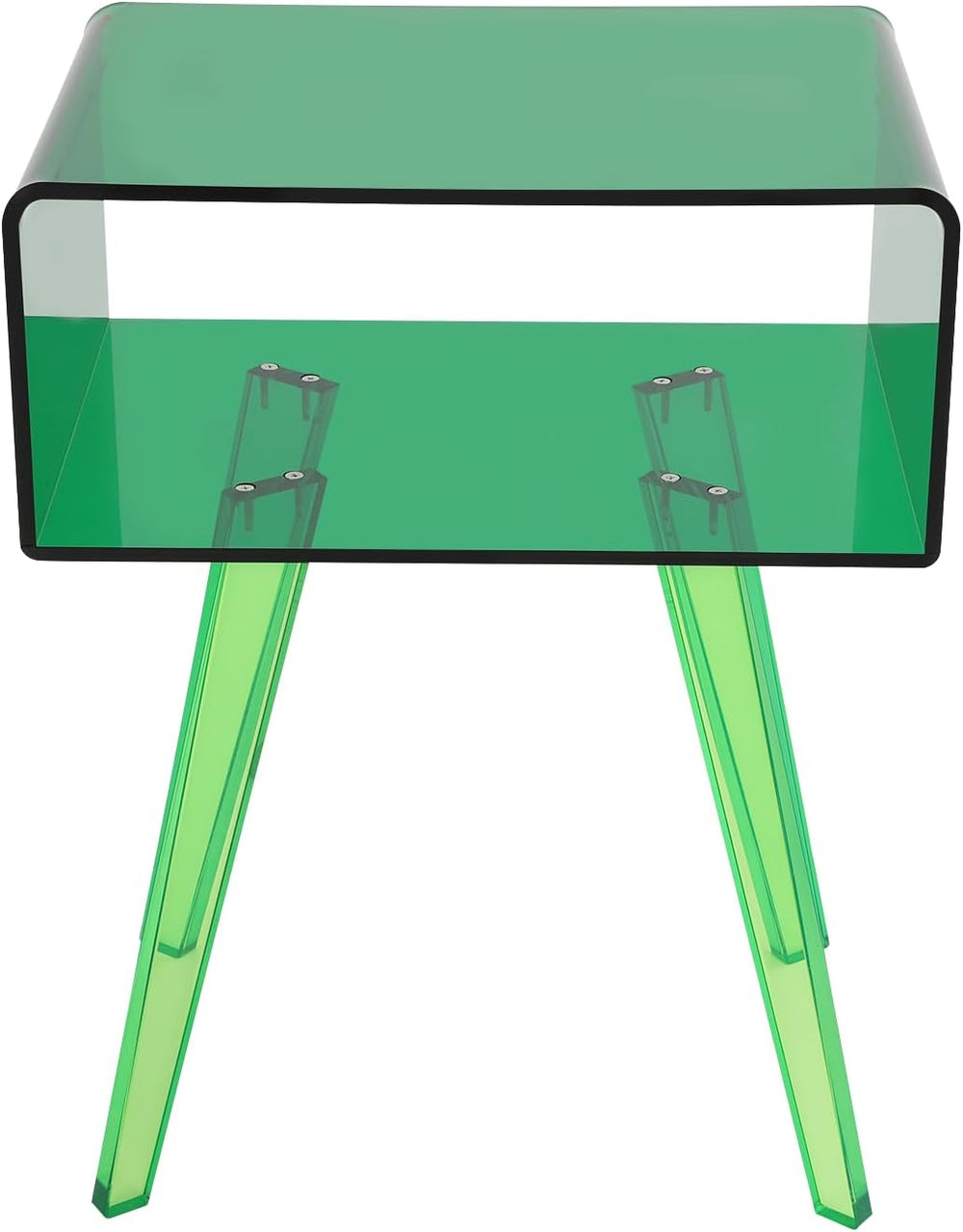 Acrylic Side Table, Round End Table with Storage, 19.7" H Small Modern B...