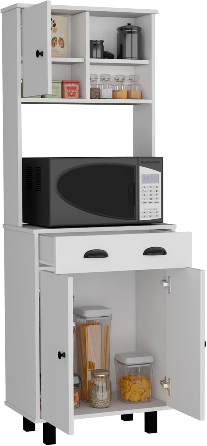 Salem Kitchen Pantry with 2 Cabinets, 2 Open Shelves, and Drawer