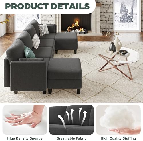 Modular Sectional Sofa 6 Seaters Modular Sleeper Sofa Couch | Comfy Sectional...