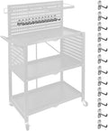 lumizone Tool Cart Hook Set A 3-Tier Foldable Tool cart on wheels DIY Use Tool organization Tool Storage Mobility Transport Garage organizers (Hook Set A)
