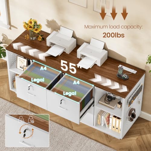 SEDETA 55" File Cabinet with Lock, Large 3 Drawers Filing Cabinets for H...