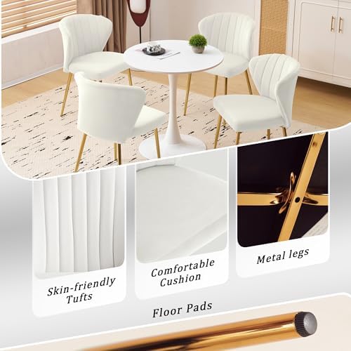 Velvet Dining Chairs Set of 2, Modern Upholstered Vanity Chairs with Golden M...