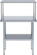 Stainless Steel Work Table with Wide Single Tier Overshelf | Metal Kitchen Prep Table & Shelving Combo (14" x 36" Work Table + 12" Overshelf)