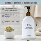 Shampoo Conditioner Body Wash Dispenser Set - Refillable Matte Plastic Cylindrical Bottles, 16.9 oz Pump Containers, Minimalist Bathroom Organization, Pack of 3, [White-Gold]