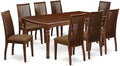 East West Furniture DOIP9-MAH-C 9 Piece Dining Room Table Set Includes a Rectangle Kitchen Table with Butterfly Leaf and 8 Linen Fabric Upholstered Dining Chairs, 42x78 Inch, Mahogany