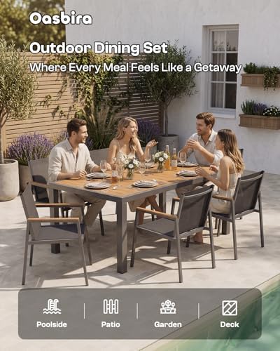 Outdoor Dining Set for 8, Aluminum Patio Table and Chairs Set, 10-Piece All W...
