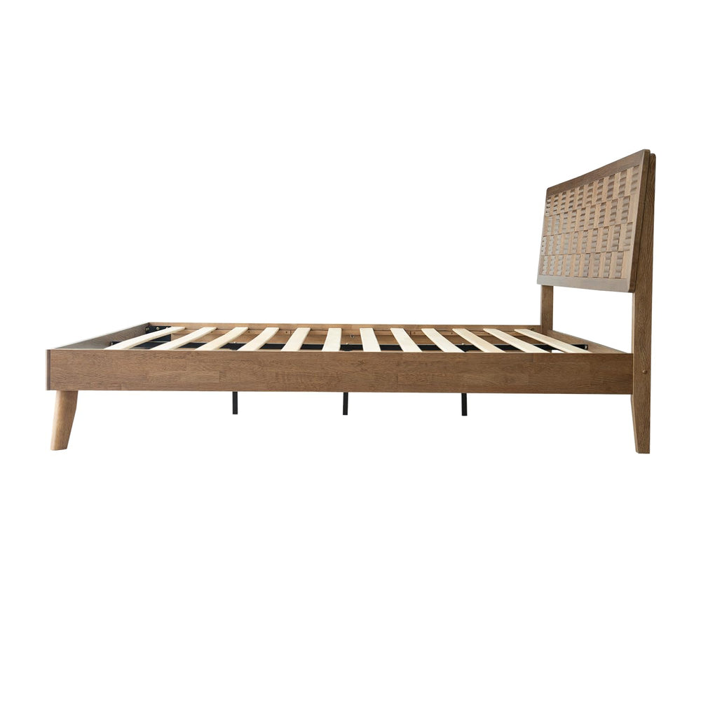 King Size Platform Bed Frame, Solid Wood Headboard & Footboard, 12 Durabl...