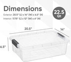 Superio Storage Bins with Lids, Clear Plastic Containers for Organizing, Stackable Totes, BPA Free, Odor Free, Organizer Boxes for Home, and Dorm (6 Pack, 22.75 Qt)