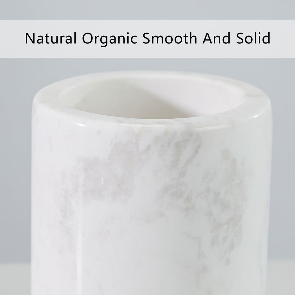 Natural White Marble Toothbrush Holder for Bathroom, Mordern Organic White Marble Toothbrush Cup, Luxury Texture Razor Holder, Razor Organizer for Dressing Table, Countertop, Hotel
